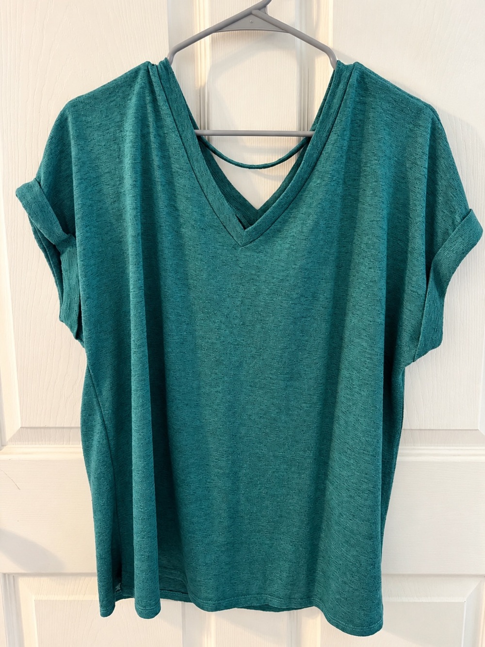 Bobeau XXL Teal V Neck Short Sleeve Relaxed Top
